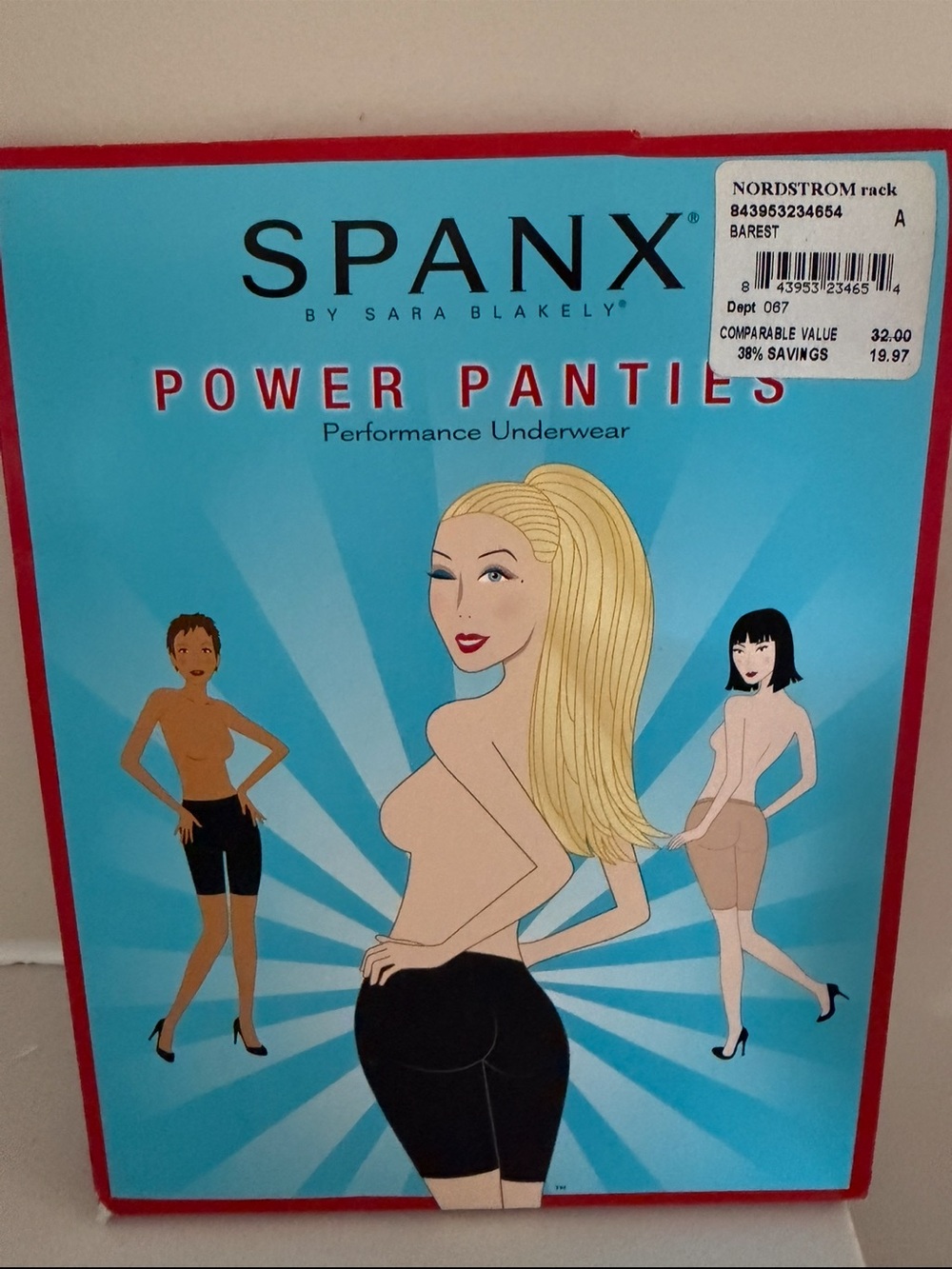 SPANX Power Panties Performance Underwear - Black & Aqua size is A